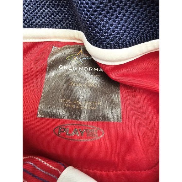 Tasso Ella Greg Norman Red Striped Polo Shirt Men's Size Large Short Sleeve - Picture 3 of 4